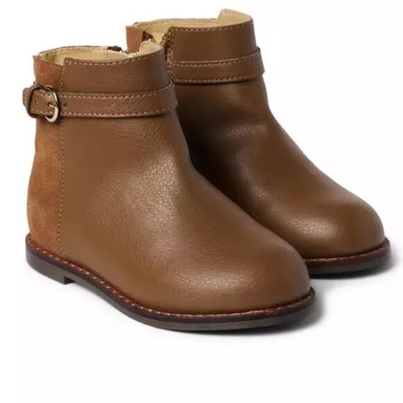 Janie and Jack Brown Leather Ankle Boots with Buckle Detail 7 - Picture 8 of 8